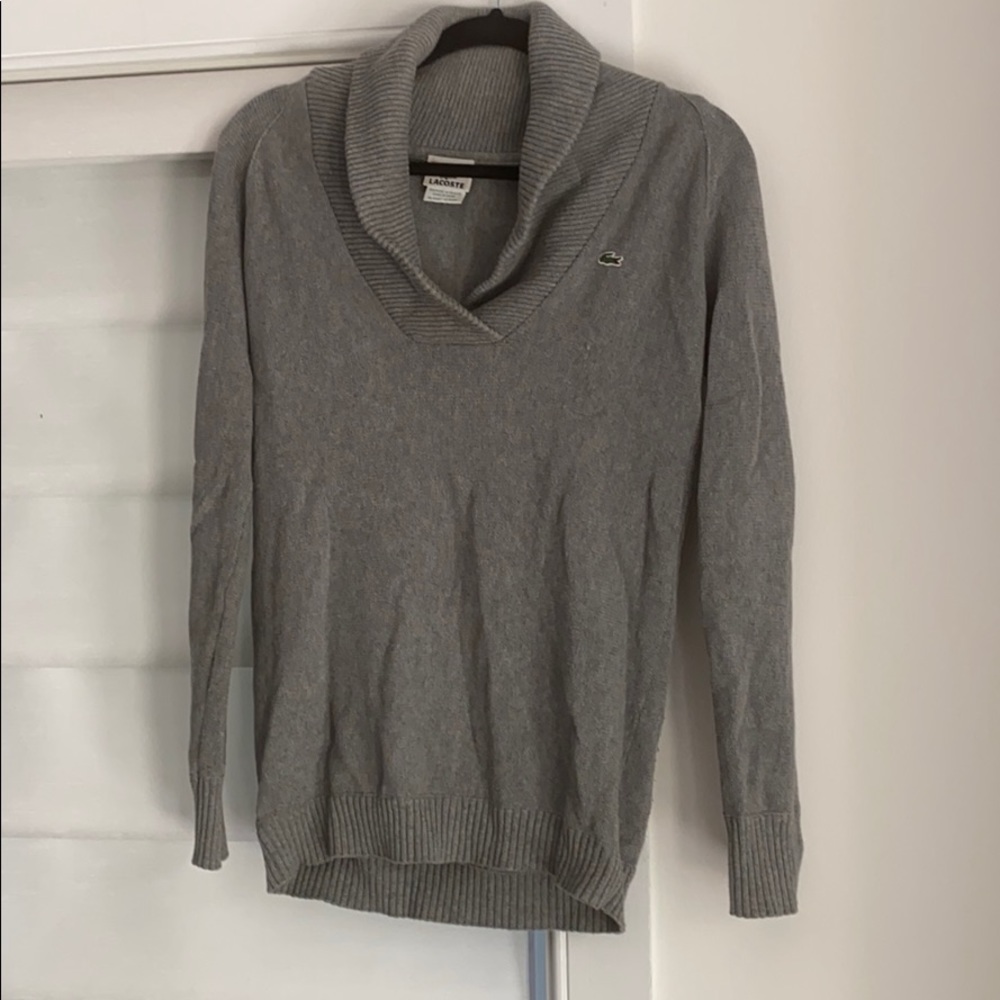 Lacoste Gray knit shawl collar sweater